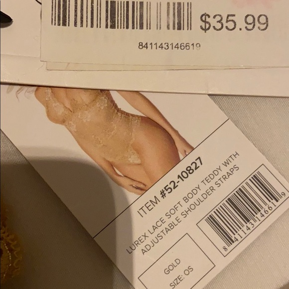NWT Oh La La Cheri Gold Lace Teddy - Picture 3 of 4